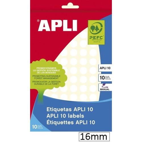 540-ETIQUETES RODONES BLANQUES 16MM APLI-10