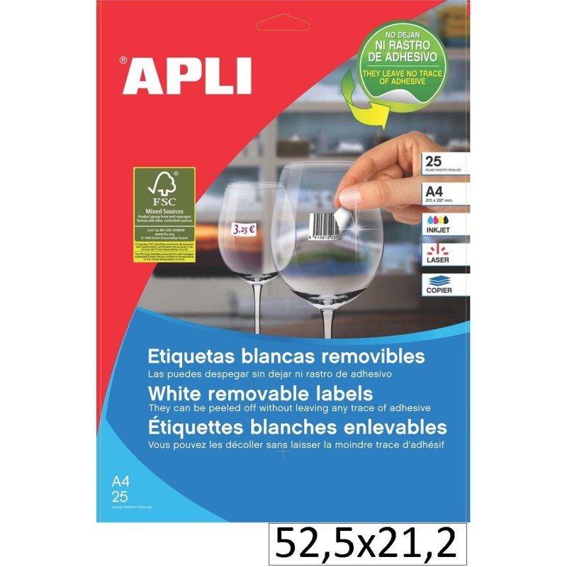 5600-ETIQUETES INKJET 52,5X21,2 REMOVIBLE