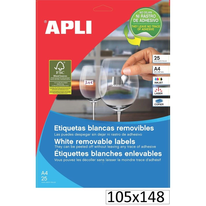 400-ETIQUETES INKJET 105X148 REMOVIBLE